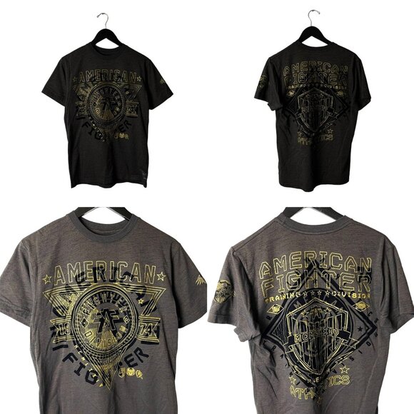 American Fighter T Shirt Small S Adult Gray Graphic Tee - Picture 1 of 16